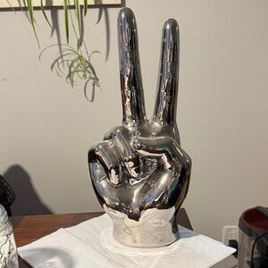 Silver Peace Hand Sculpture